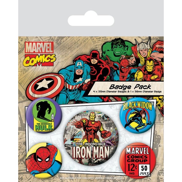 Pack de 5 Crachás Iron Man Retro