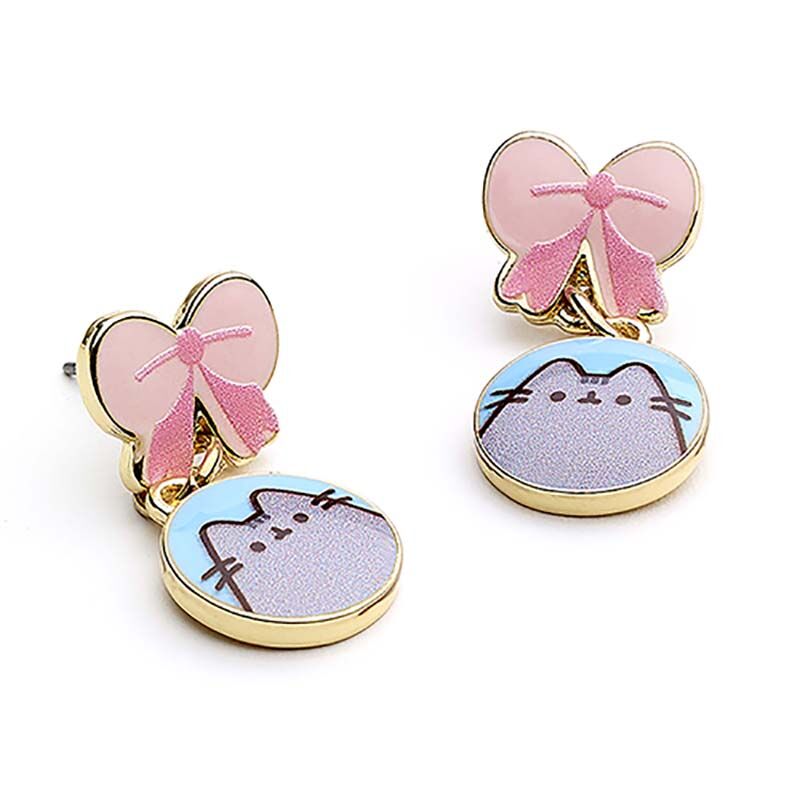 Pusheen the Cat Pink Bows Drop Earrings